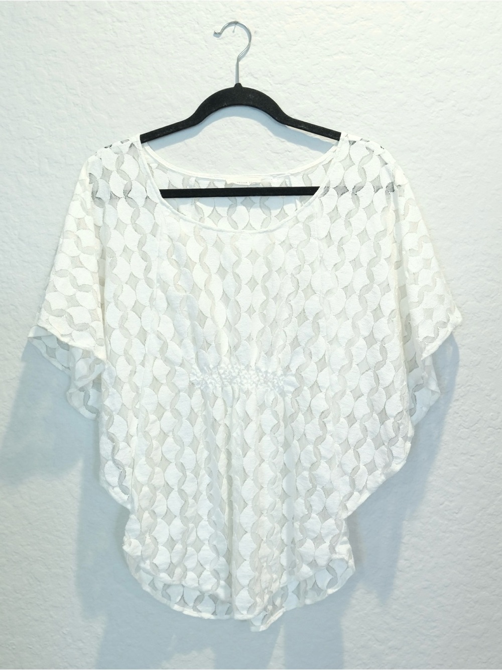 The Addison Story Anthropologie Lace Top Size S Ivory Kimono Sleeves Boho Sheer